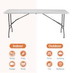 Sweetcrispy 6ft Plastic Folding Table Outdoor Indoor Heavy Duty Portable Desk with Carrying Handle for Camping Picnic Party