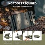 Naturehike Tactical Camping Table with Adjustable Height, Collapsible Table Lightweight with Carry Bag for Camping, Travel expeditions, Hiking, Picnics, BBQs & Beach Trips