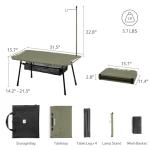 Naturehike Tactical Camping Table with Adjustable Height, Collapsible Table Lightweight with Carry Bag for Camping, Travel expeditions, Hiking, Picnics, BBQs & Beach Trips