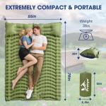 Pretyw Double Sleeping Pad for Camping - Ultralight Camping Mattress with Pillow, Built-in Foot Pump, Compact Inflatable 2-Person Portable Mat for Backpacking, Hiking, Car Traveling, Beach, Tent