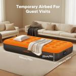 Luxchoice Air Mattress with Built-in USB Rechargeable Pump Camping Inflatable Mattress Portable Blow up Mattress Air Bed Guest Bed for Home Outdoors Hiking Travel