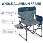 TIMBER RIDGE Aluminum Camping Directors Chair with Side Table Pocket, Portable Folding Heavy Duty Lawn Chair for Fishing Trip Picnic Concert Outdoor 400lbs, Navy 2 Pack