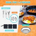 KingCamp Camping Cookware, Lightweight Cook Set Non-Stick Stainless Steel Essentials Mess Kit with Pot Pan Cups Plates Forks Knives Spoons for Camping Backpacking Outdoor Picnic