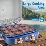 Kenmore Portable Propane Gas Grill - Tabletop BBQ Grill with Warming Rack, 2 Stainless Steel Burners with 14,000 BTUs, for Outdoor Kitchen, Camping, Navy & Copper