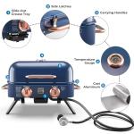 Kenmore Portable Propane Gas Grill - Tabletop BBQ Grill with Warming Rack, 2 Stainless Steel Burners with 14,000 BTUs, for Outdoor Kitchen, Camping, Navy & Copper