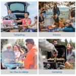 Kenmore Portable Propane Gas Grill - Tabletop BBQ Grill with Warming Rack, 2 Stainless Steel Burners with 14,000 BTUs, for Outdoor Kitchen, Camping, Navy & Copper
