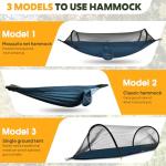 Chihee Ultra-Light Travel Camping Hammock Pop-up Net Hammock 660lbs Load Capacity,Breathable,Quick-Drying Parachute Nylon 2 Premium Carabiners,2 Tree Slings Included for Outdoor Backpacking Hiking