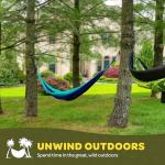 Durable Hammock 500 lb Capacity, Nylon Camping Hammock Chair - Double or Single Sizes w/Tree Straps and Attached Carry Bag - Portable for Travel/Backpacking/Beach/Backyard (Large, Fuchsia & Sky Blue)