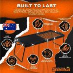 Adventure Seeka 24" Heavy Duty Folding Campfire Grill, Food-Safe Cooking Surface, Compact Folding Design, Portable Grill Grate & Griddle for Campfire Cooking, Australian Designed & Owned