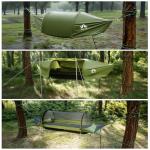 Night Cat Flat Lay Hammock Tent with Mosquito Net Waterproof Rainfly Storage Room for 1 Person Backpacking Hiking Camping Lightweight 330LBS 87x28x19in