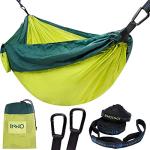 Camping Hammock Double with 2 Tree Straps, Portable Lightweight Nylon Hammocks for Backpacking, Travel Hiking, Travel, Beach, Backyard - Green