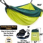 Camping Hammock Double with 2 Tree Straps, Portable Lightweight Nylon Hammocks for Backpacking, Travel Hiking, Travel, Beach, Backyard - Green