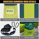 Camping Hammock Double with 2 Tree Straps, Portable Lightweight Nylon Hammocks for Backpacking, Travel Hiking, Travel, Beach, Backyard - Green