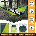 Camping Hammock Double with 2 Tree Straps, Portable Lightweight Nylon Hammocks for Backpacking, Travel Hiking, Travel, Beach, Backyard - Green