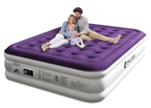 CHILLSUN Air Mattress Queen With Built in Pump - Upgraded Blow Up Bed,2 Mins Quick Self Inflatable and Deflate, 18"/650lbs Max, Strong Support, Flocked Top, Puncture Resistant, for Camping,Home,Guests