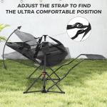 Ainfox Hammock Camping Chair with Footrest, Foldable Portable Rocking Chairs for Adults Outside Swinging Camp with Cup Holder Pillow for Outdoor Patio Poolside (Black)