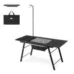 Naturehike Portable IGT Table with Charcoal Grill, Folding Camping Table and BBQ Grill with Desk Extension & Lantern Stand, Perfect for Outdoor Barbecue Camping Cooking Travel Picnic