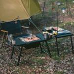 Naturehike Portable IGT Table with Charcoal Grill, Folding Camping Table and BBQ Grill with Desk Extension & Lantern Stand, Perfect for Outdoor Barbecue Camping Cooking Travel Picnic