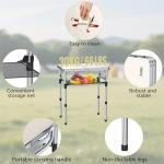 Anbte Folding Camping Table, Aluminum 24" x 16" Adjustable Height Small Folding Table with Carrying Handle, Lightweight, Portable Camping Table Waterproof for Outdoor Indoor Picnic Beach BBQ, Silver