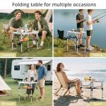 Anbte Folding Camping Table, Aluminum 24" x 16" Adjustable Height Small Folding Table with Carrying Handle, Lightweight, Portable Camping Table Waterproof for Outdoor Indoor Picnic Beach BBQ, Silver