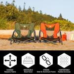 Cascade Mountain Tech Camping Chair - Low Profile Polyester Folding Chair for Camping, Beach, Picnic, Barbeques, Sporting Event with Carry Bag and Cushion Availability, Orange