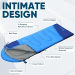PTEROMY Sleeping Bags for Adults, Lightweight Water Resistant Backpacking Camping Sleeping Bag for Warm Cold Weather, Camping Essentials for Hiking Outdoor Travel (Blue)