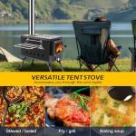 KUNGKA Black Wood Burning Tent Stove, 7 Section Stainless Steel Chimney, Portable Hot Tent Stove for Camping, Hunting, Ice Fishing