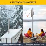 KUNGKA Black Wood Burning Tent Stove, 7 Section Stainless Steel Chimney, Portable Hot Tent Stove for Camping, Hunting, Ice Fishing