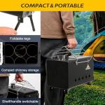 KUNGKA Black Wood Burning Tent Stove, 7 Section Stainless Steel Chimney, Portable Hot Tent Stove for Camping, Hunting, Ice Fishing