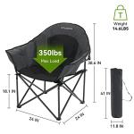 Aohanoi Oversized XL Camping Chairs for Adults, Padded Folding Camp Chair with Extra Wide Seats, Cup Holder & Side Pocket for Outdoor, Lawn, Picnic, Fishing, Sports, Lounge Moon Chairs, Black