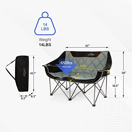Oversized Padded Folding Loveseat Camping Chair