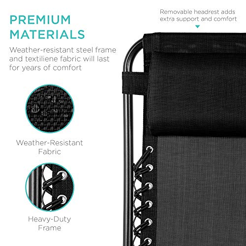 Adjustable Steel Mesh Zero Gravity Lounge Chairs - 2 Pack