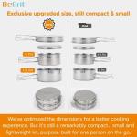 BeGrit Backpacking Camping Cookware Mini Picnic Camping Cooking Mess Kit with Pot and Pan Set for Hiking 8pcs Set