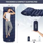 PACOONE Camping Sleeping Pad, Connectable Design for Double Mat, Ultralight Inflatable Sleeping Mat with Pillow, Built-in Foot Pump, Portable Camping Air Mattress for Backpacking Hiking Tent (Navy)