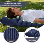 PACOONE Camping Sleeping Pad, Connectable Design for Double Mat, Ultralight Inflatable Sleeping Mat with Pillow, Built-in Foot Pump, Portable Camping Air Mattress for Backpacking Hiking Tent (Navy)