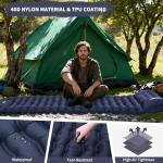 PACOONE Camping Sleeping Pad, Connectable Design for Double Mat, Ultralight Inflatable Sleeping Mat with Pillow, Built-in Foot Pump, Portable Camping Air Mattress for Backpacking Hiking Tent (Navy)