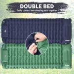 PACOONE Camping Sleeping Pad, Connectable Design for Double Mat, Ultralight Inflatable Sleeping Mat with Pillow, Built-in Foot Pump, Portable Camping Air Mattress for Backpacking Hiking Tent (Navy)
