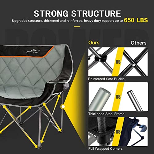 Oversized Padded Folding Loveseat Camping Chair
