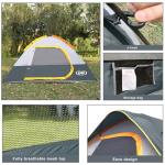 Camping Tent 4 Person, Waterproof Windproof Tent with Rainfly Easy Set up-Portable Dome Tents for Camping (Gray)