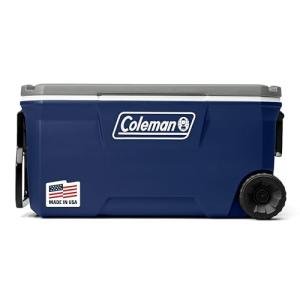 Coleman Classic Series Insulated Portable Rolling Cooler with Wheels, Leak-Resistant Outdoor Hard Cooler Keeps Ice up to 5 Days, 100-Quart