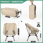 Lightweight Camping Chairs with Adjustable Height, Portable Camping Chairs for Adults with Carry Bag and Side Pockets, Folding Chairs for Outside for Camping, Beach, Fishing, Trip, Picnic (Khaki)