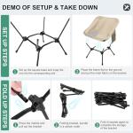 Lightweight Camping Chairs with Adjustable Height, Portable Camping Chairs for Adults with Carry Bag and Side Pockets, Folding Chairs for Outside for Camping, Beach, Fishing, Trip, Picnic (Khaki)