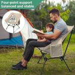 Lightweight Camping Chairs with Adjustable Height, Portable Camping Chairs for Adults with Carry Bag and Side Pockets, Folding Chairs for Outside for Camping, Beach, Fishing, Trip, Picnic (Khaki)