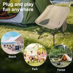 Lightweight Camping Chairs with Adjustable Height, Portable Camping Chairs for Adults with Carry Bag and Side Pockets, Folding Chairs for Outside for Camping, Beach, Fishing, Trip, Picnic (Khaki)