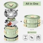 Odoland 15pcs Camping Cookware Mess Kit, Non-Stick Lightweight Pot Pan Kettle Set with Stainless Steel Cups Plates Forks Knives Spoons for Camping, Backpacking, Outdoor Cooking and Picnic