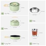 Odoland 15pcs Camping Cookware Mess Kit, Non-Stick Lightweight Pot Pan Kettle Set with Stainless Steel Cups Plates Forks Knives Spoons for Camping, Backpacking, Outdoor Cooking and Picnic