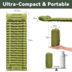 RusChic Sleeping Pad, Ultralight Inflatable Sleeping Pad for Camping with Pillow Built-in Foot Pump, Extra Thick Compact Camping Sleeping Mat for Hiking, Backpacking, Tent Use