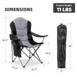 Foristrail 2 Pack Folding Camping Chairs for Adults - High Back Padded Outdoor Lawn Chairs with Lumbar Support & Cup Holder, 400lbs Heavy Duty Portable Camping Chairs Set (Black & Light Gray)