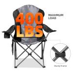 Foristrail 2 Pack Folding Camping Chairs for Adults - High Back Padded Outdoor Lawn Chairs with Lumbar Support & Cup Holder, 400lbs Heavy Duty Portable Camping Chairs Set (Black & Light Gray)