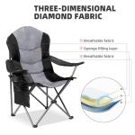 Foristrail 2 Pack Folding Camping Chairs for Adults - High Back Padded Outdoor Lawn Chairs with Lumbar Support & Cup Holder, 400lbs Heavy Duty Portable Camping Chairs Set (Black & Light Gray)